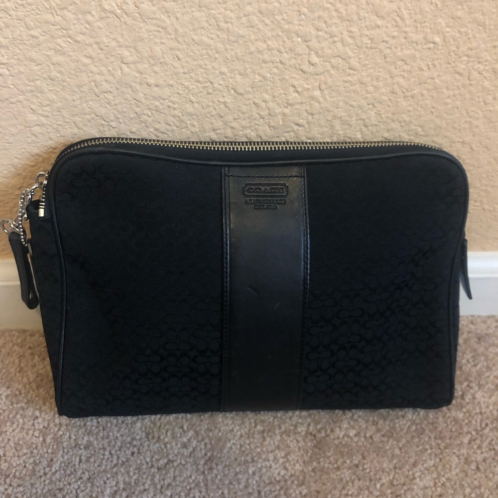 Authentic Black COACH pouch bag GUC Monogram logo